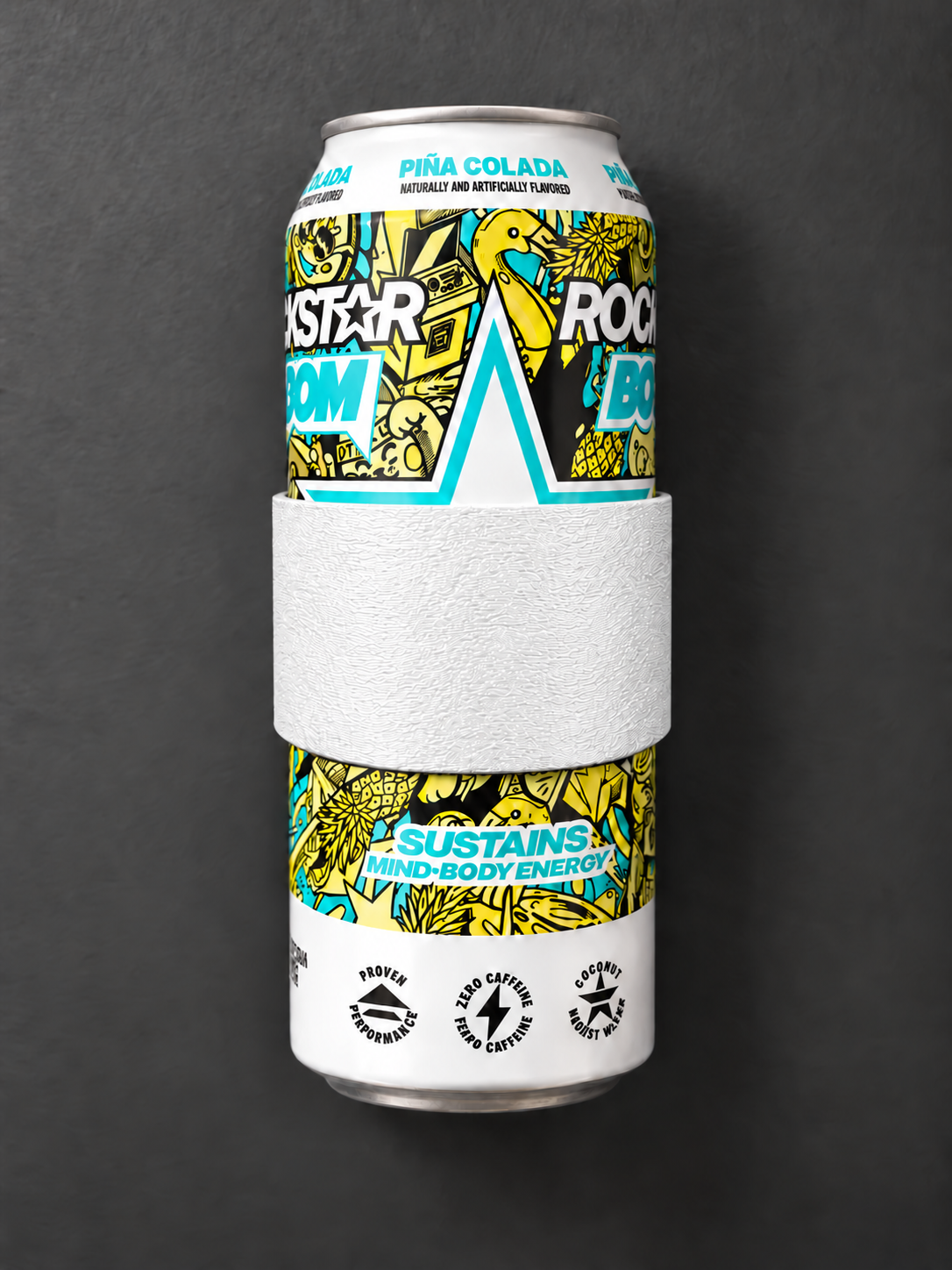 Blank white sleeve on a can